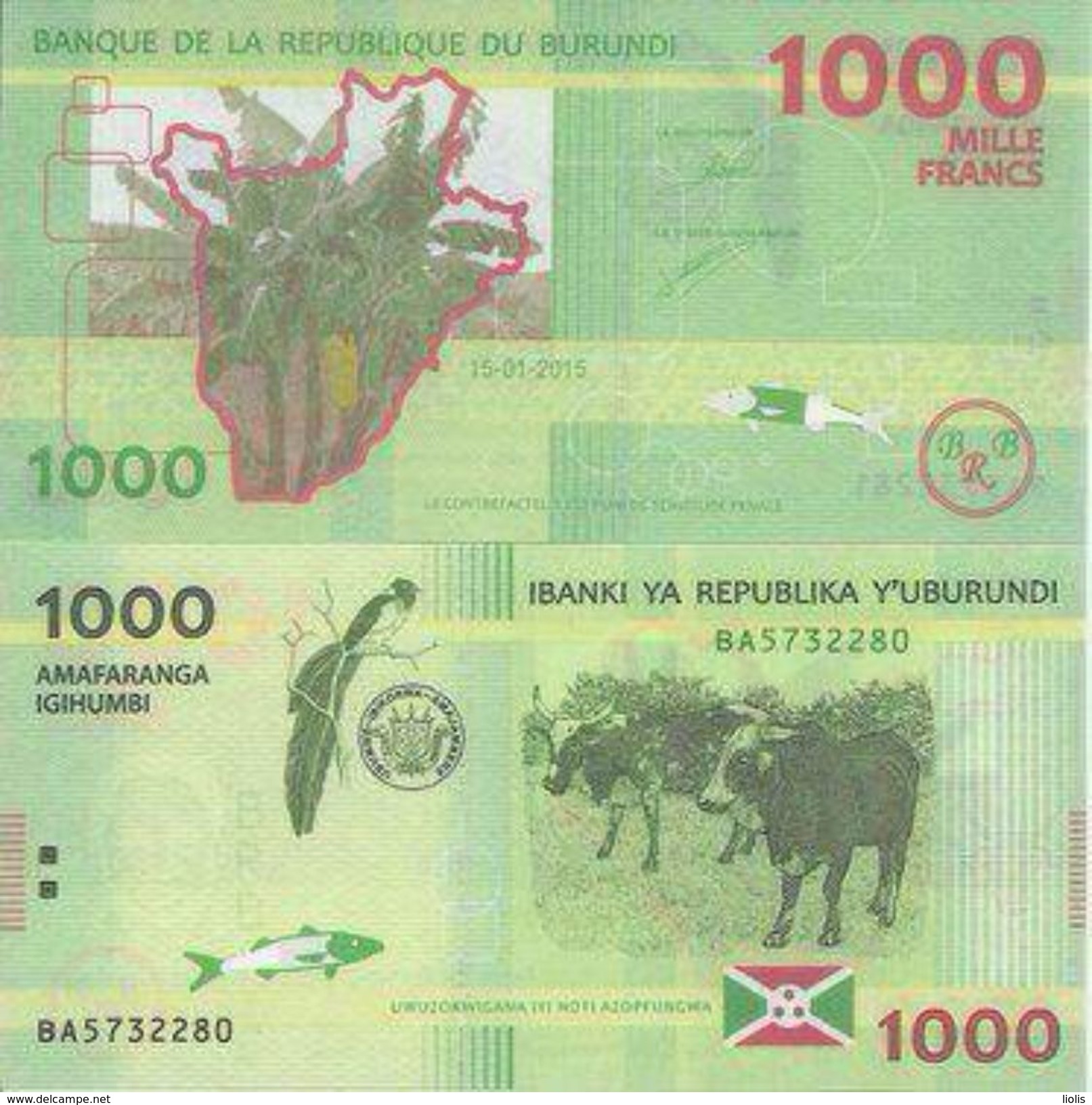 Burundi  New  1000 Francs  2015  UNC - Burundi