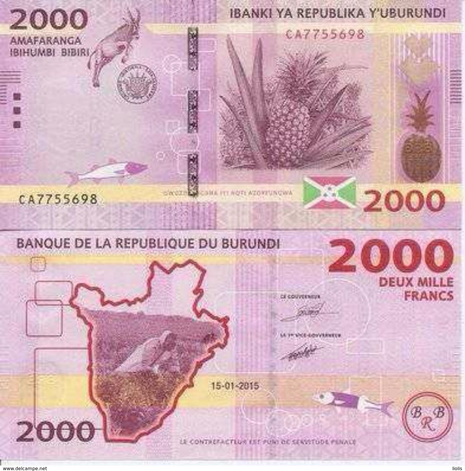 Burundi  New  2000 Francs  2015  UNC - Burundi