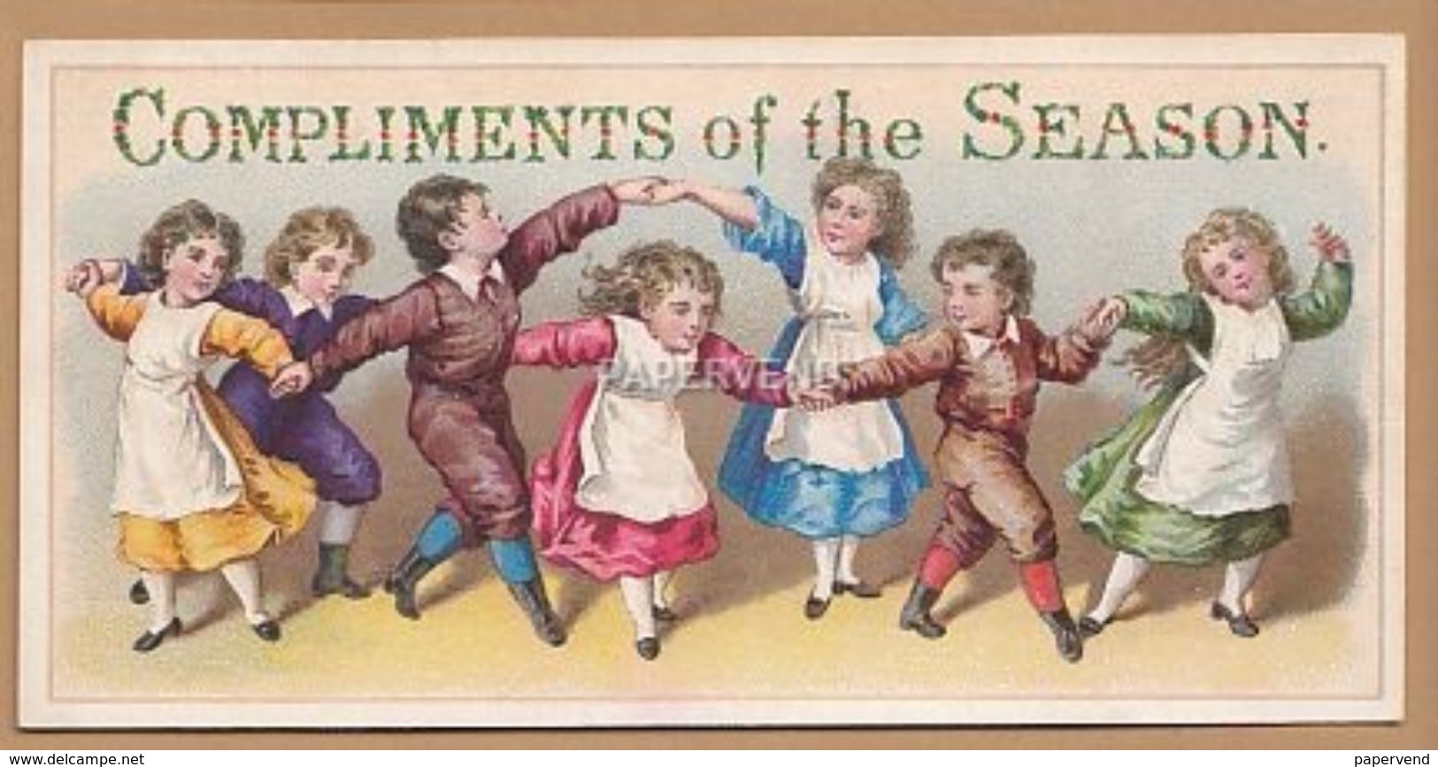 Victorian Greeting Card Angel  Compliments Of The Season Children Playing  Egc121 - Unclassified