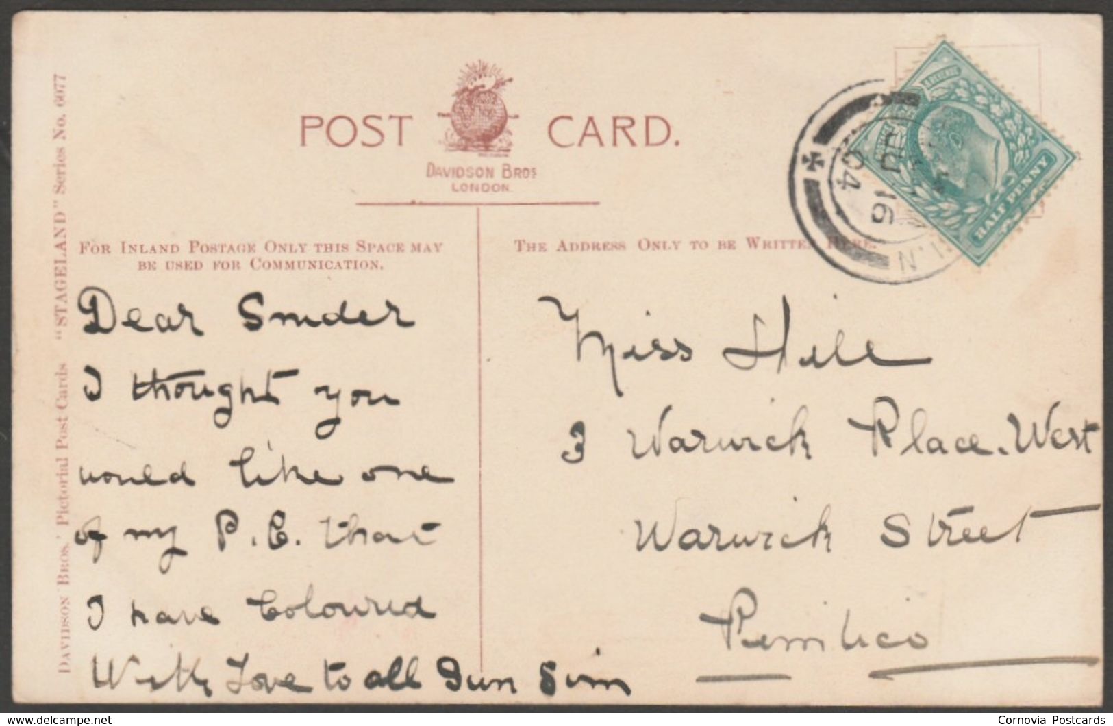 Actress Miss Constance Collier, 1904 - Davidson Bros Postcard - Entertainers