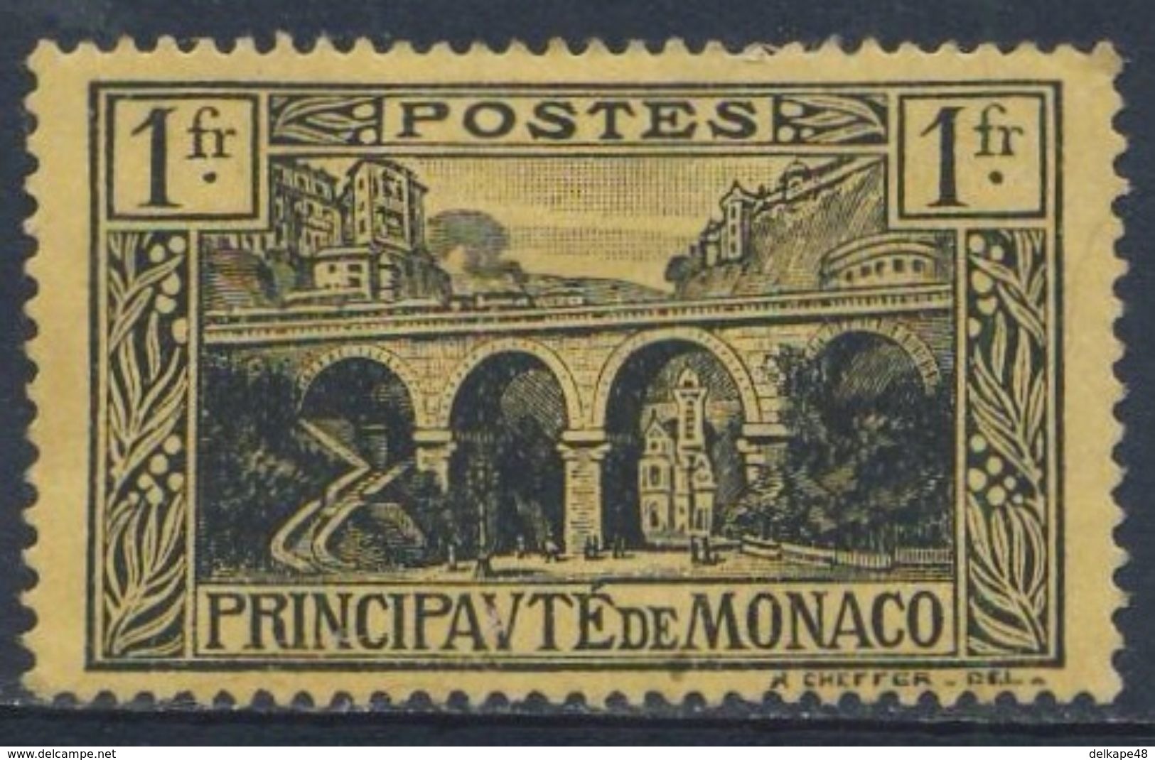 Monaco 1925 Mi 97 YT 95 * MH - Sainte Dévote Railway Viaduct / Viadukt Bei Der Kirche Sainte-Dévote - Treinen