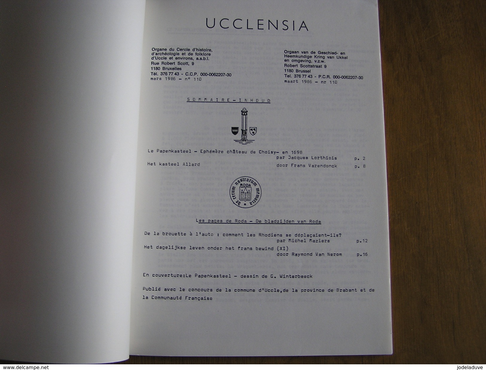 UCCLENSIA Revue N° 110 Régionalisme Brabant Uccle Rhode Papenkasteel Château Choisy Espinette Tram Vicinal Castel Allard - Belgium
