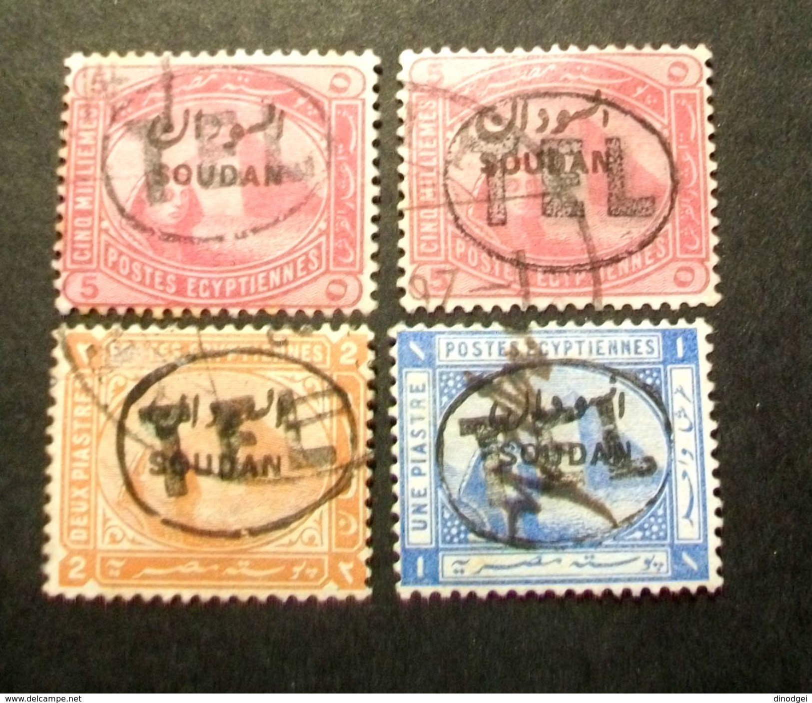 001- SUDAN - 1897- " Lotto Timbro Telegrafo Y.t. 1-2-3 " Quattro Valori Timbrati - Sudan (...-1951)