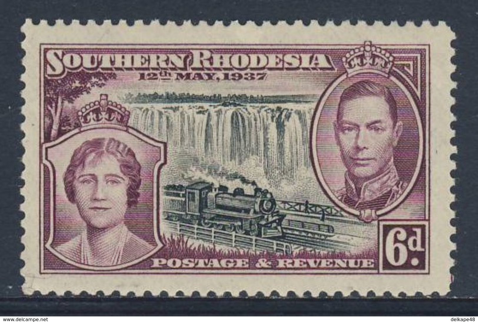 Southern Rhodesia 1937 Mi 41 * MH - Victoria Falls And Railway Bridge / Viktoriafälle Bei Livingstone, Eisenbahnbrücke - Treinen