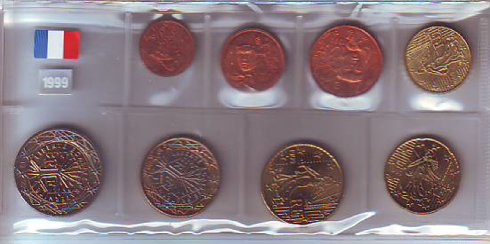 France 1999 Série Des 8 Pièces Euro Provenenat De Rouleaux - Francia