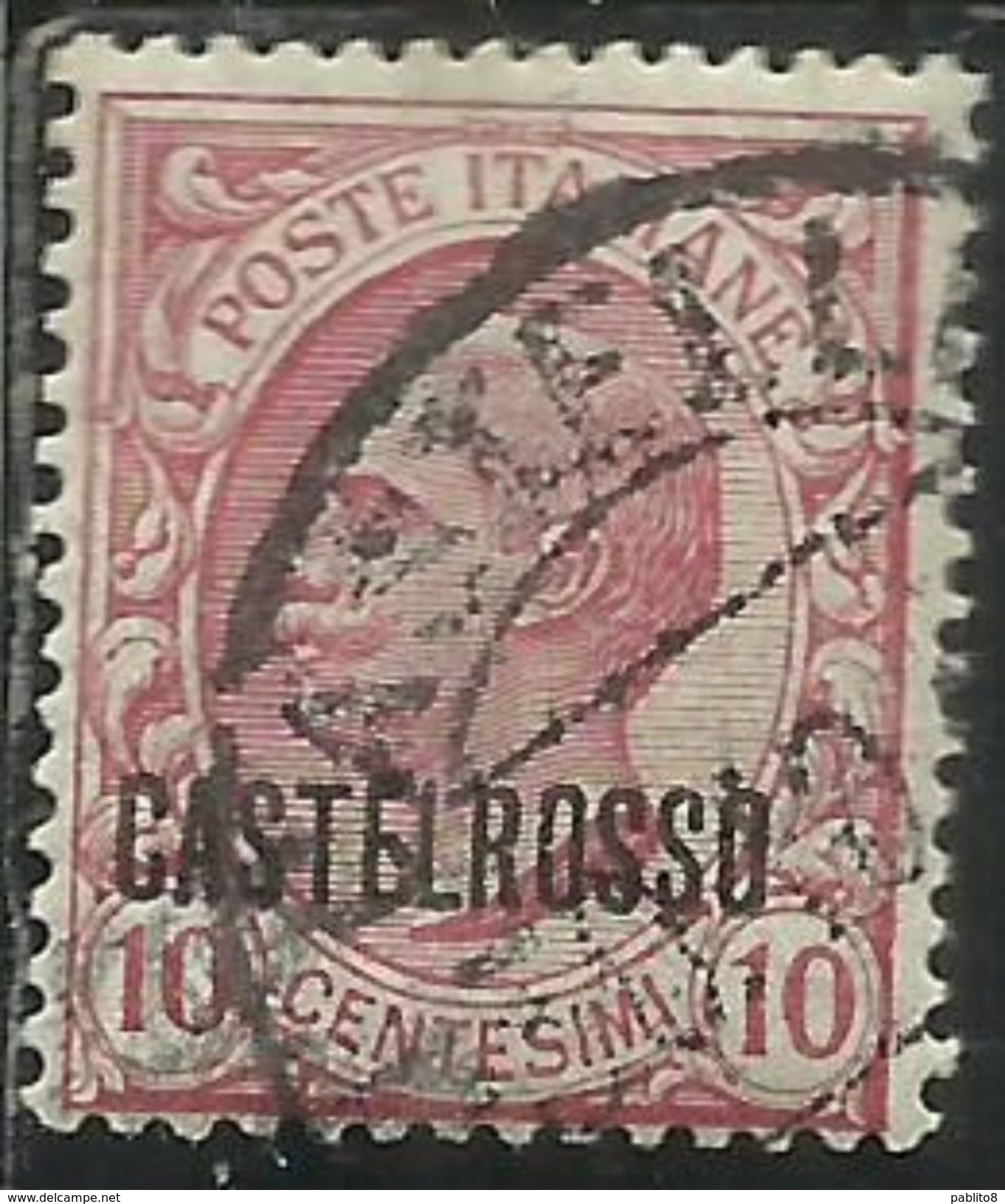 CASTELROSSO 1922 SOPRASTAMPATO D'ITALIA ITALY OVERPRINTED CENT. 10c USATO USED OBLITERE' - Castelrosso