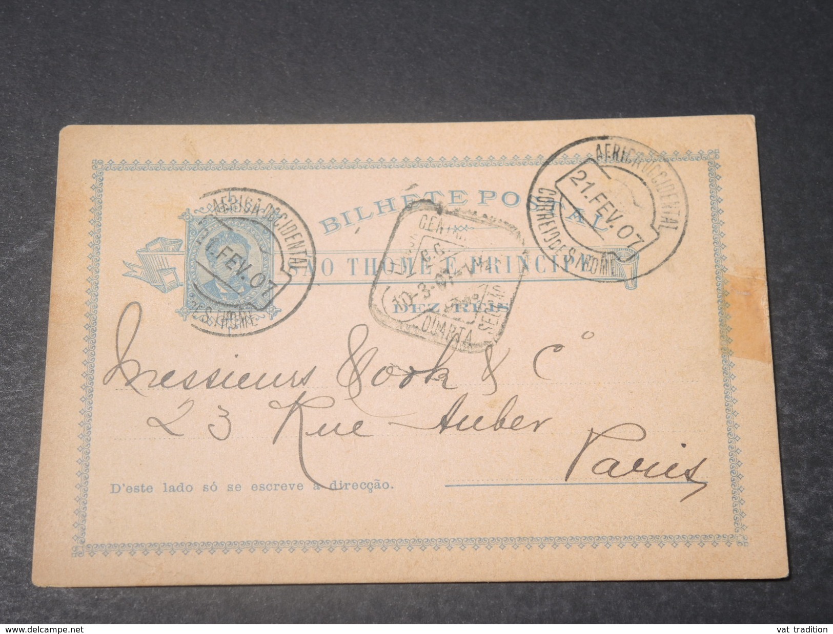 SAINT THOMAS & PRINCE - Entier Postal Pour Paris En 1907 - L 11003 - St. Thomas & Prince