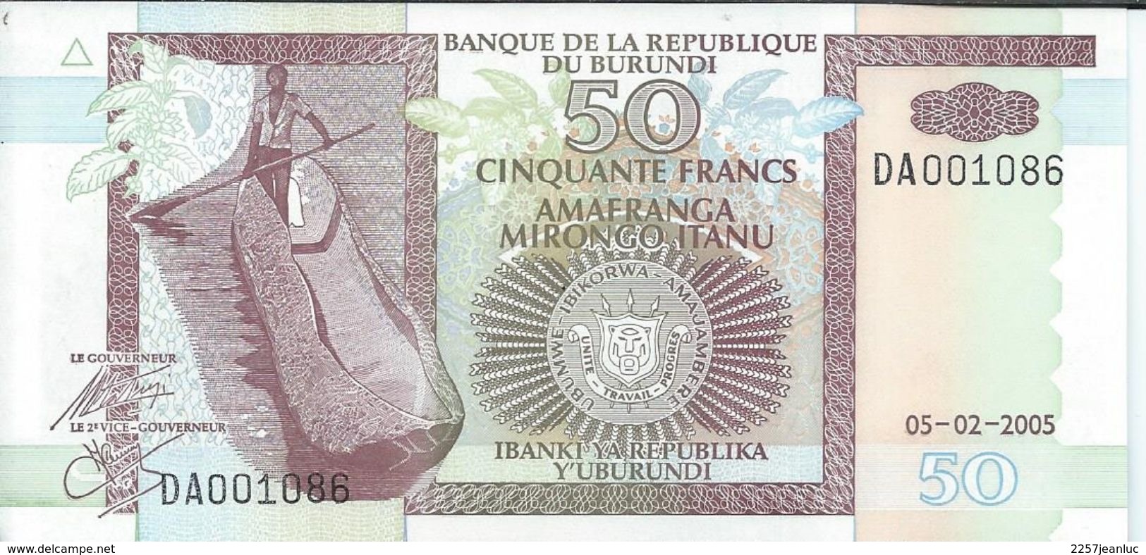 Billet -  République De Burundi 50 Fr - Burundi
