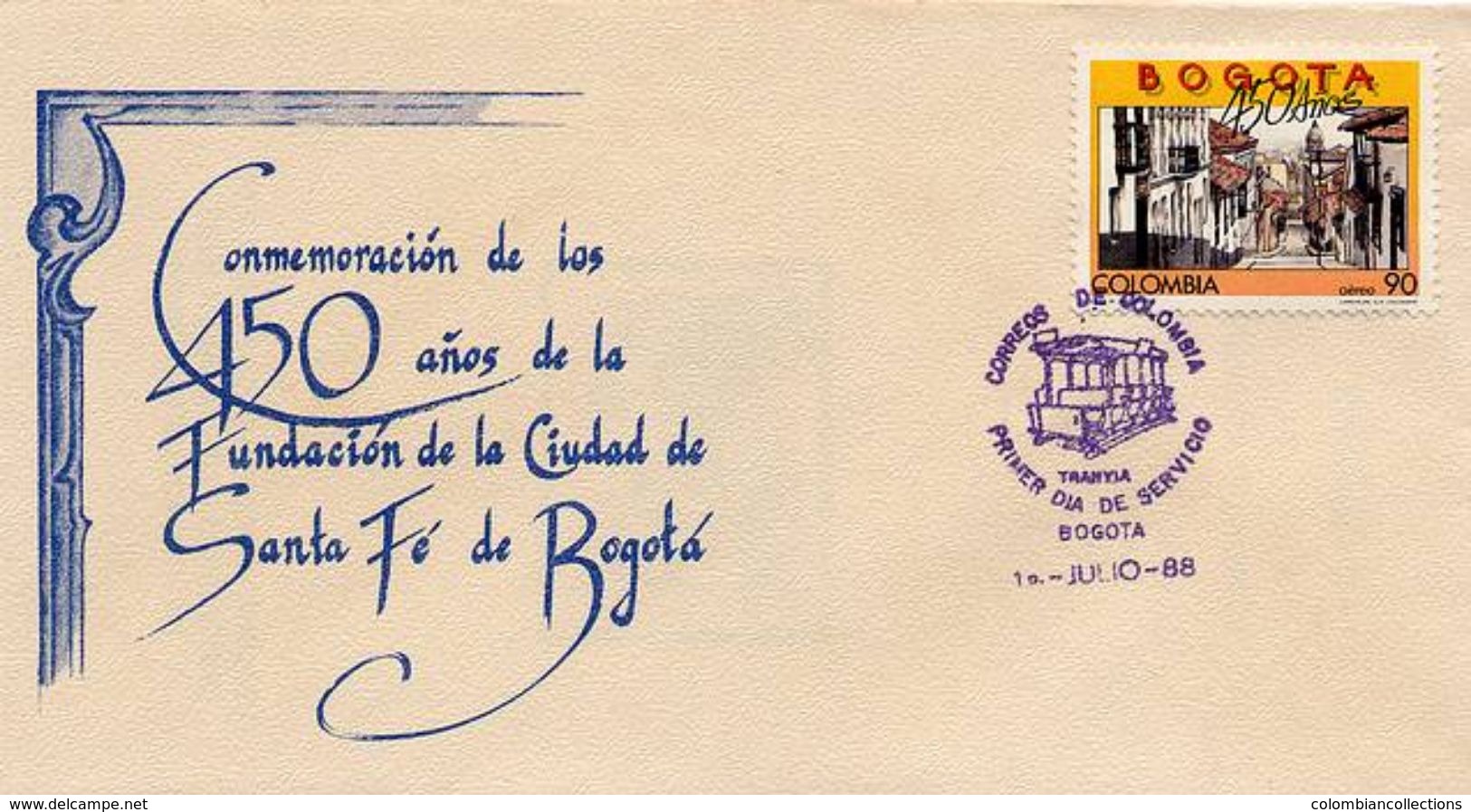 Lote 1738F, Colombia, 1988, SPD-FDC, 450 Años De Bogota, La Candelaria, City View - Kolumbien