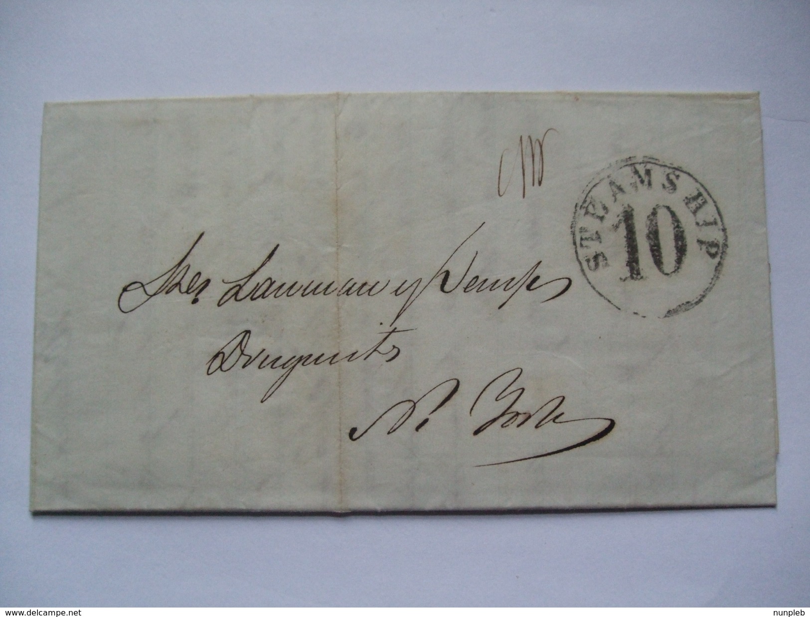 CUBA - 1859 Entire Havana To New York - Lanman & Kemp Perfumers - With Steamship 10 Cachet - Written In Spanish - Prephilately