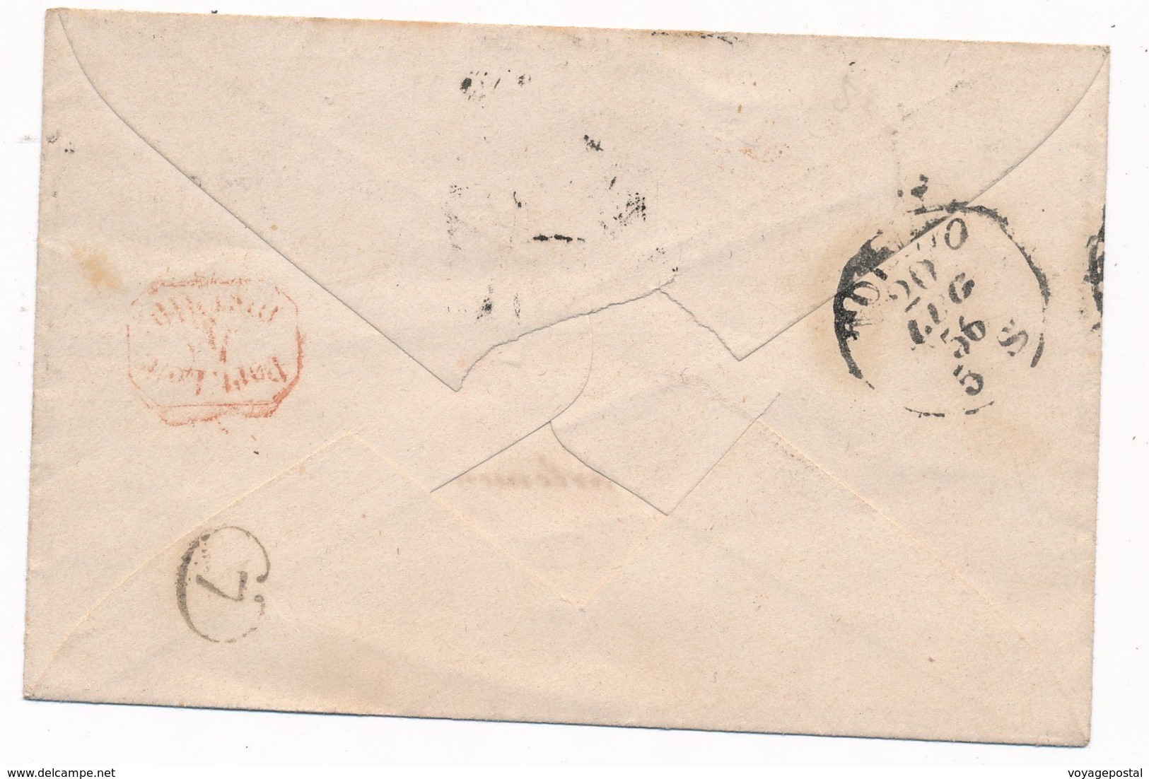 Lettre N°13,14x2 Paris "K" Pour Turin 1856 - 1849-1876: Période Classique