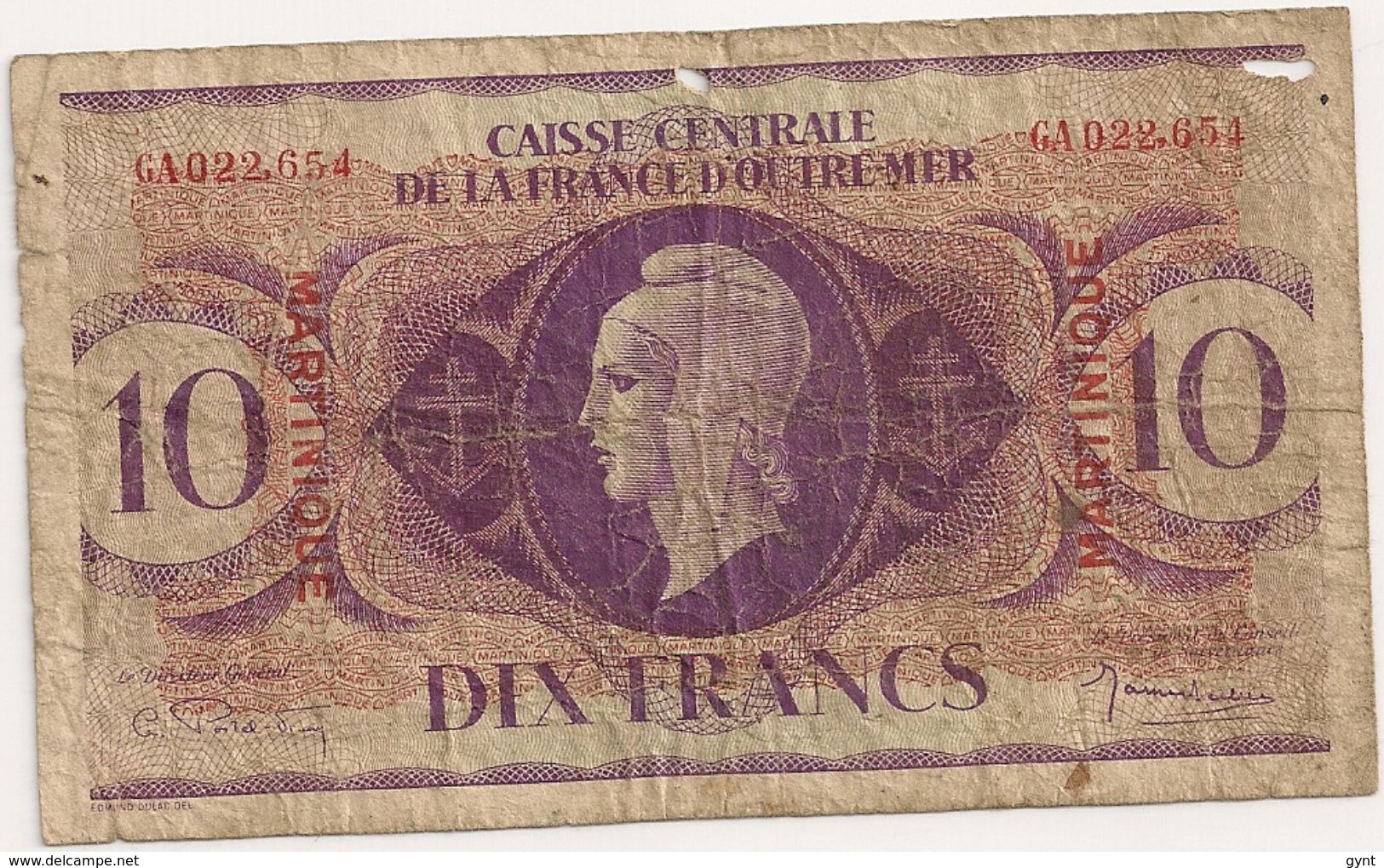 10 FRS MARTINIQUE 1943 KOLSKY 319 - Autres & Non Classés