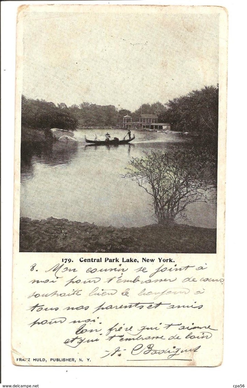 Central Park Lake - New York - Old Private Mailing Postcard 1903 - Central Park