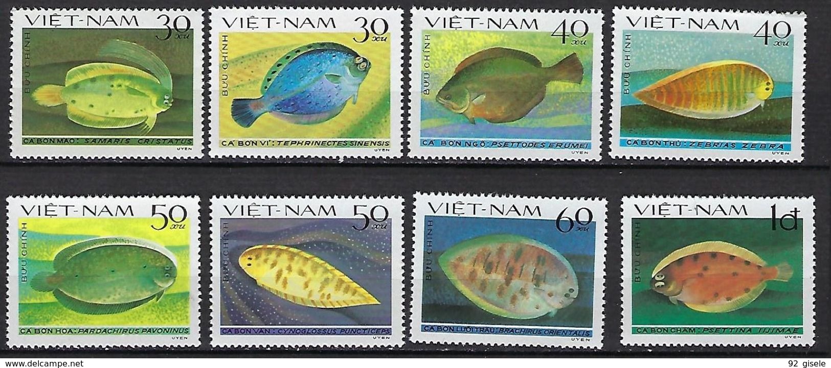 Vietnam YT 373 à 380 " Poissons Plats " 1982 Neuf** MNH - Vietnam