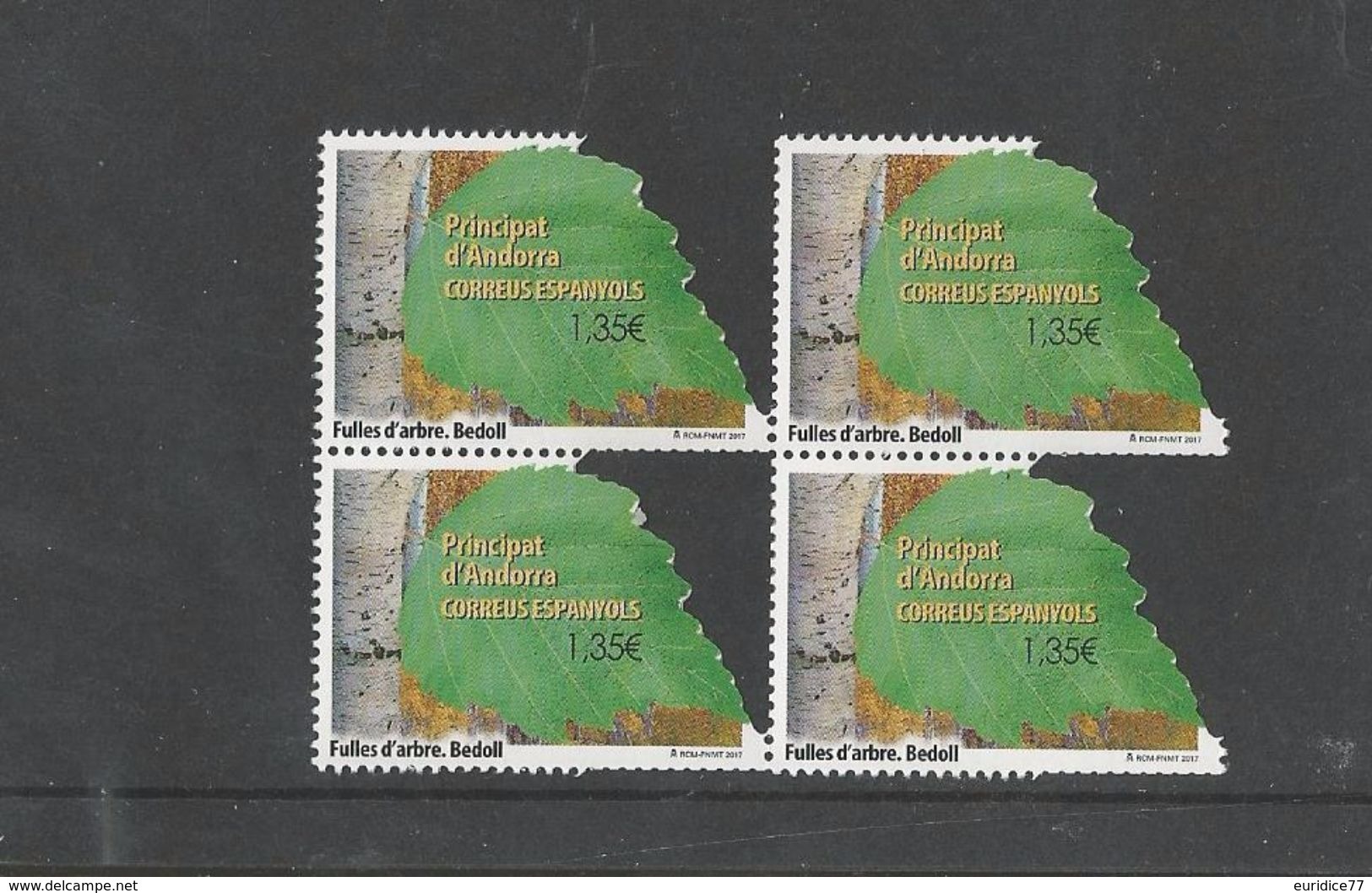 Spanish Andorra 2017 - Tree Leaves - Birch Block Of 4 Mnh - Neufs