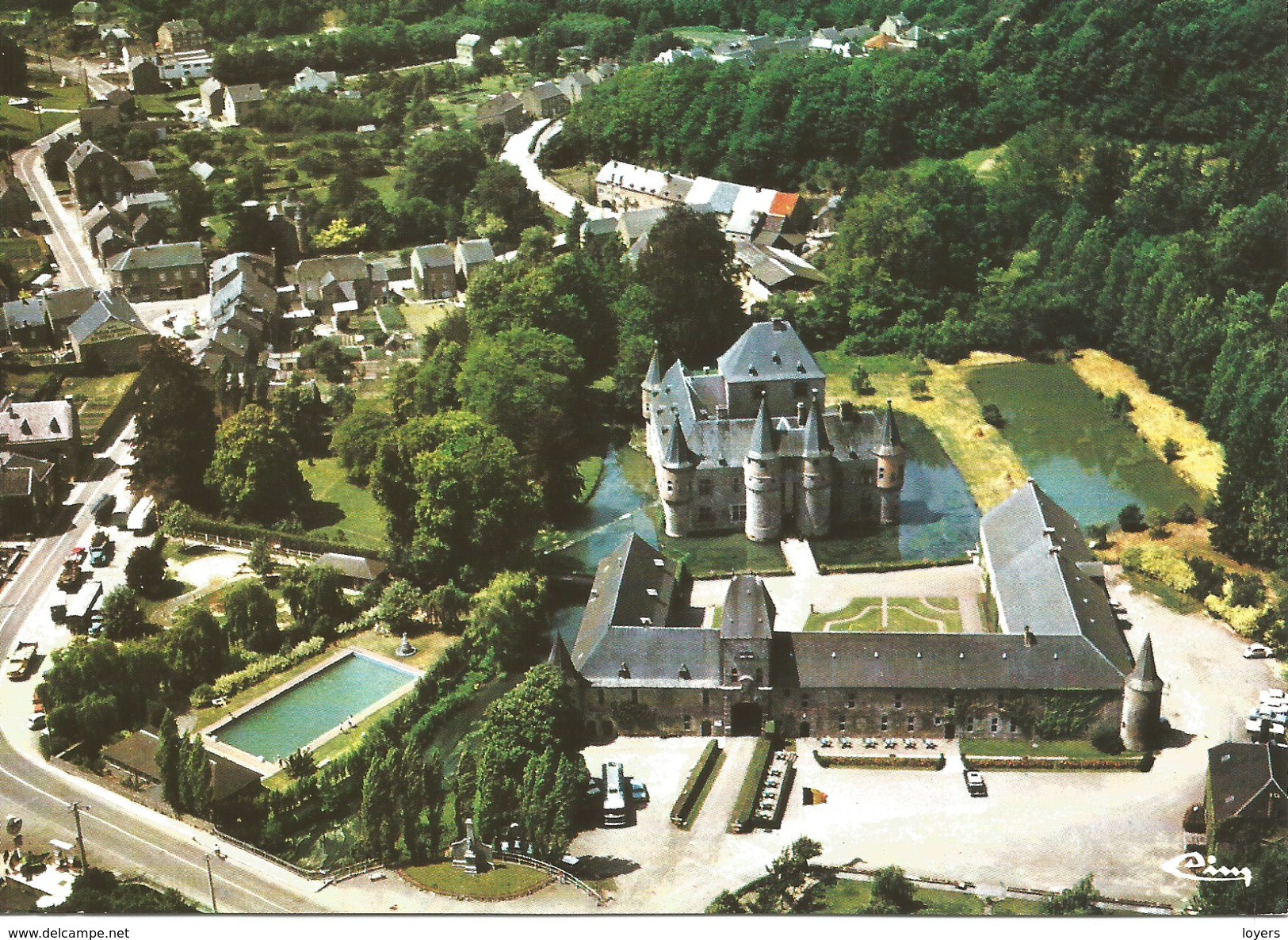 SPONTIN - Vue Aérienne.  Le Château.  (scan Verso) - Yvoir