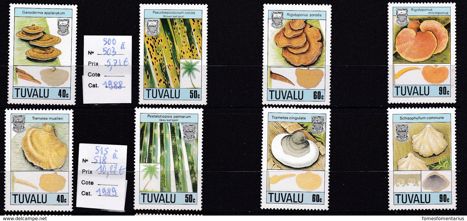Tuvalu 8 Timbres Neufs** N°500 à 503 Et 515 à 518 Champignon Champignons Mushroom Setas Pilze - Champignons