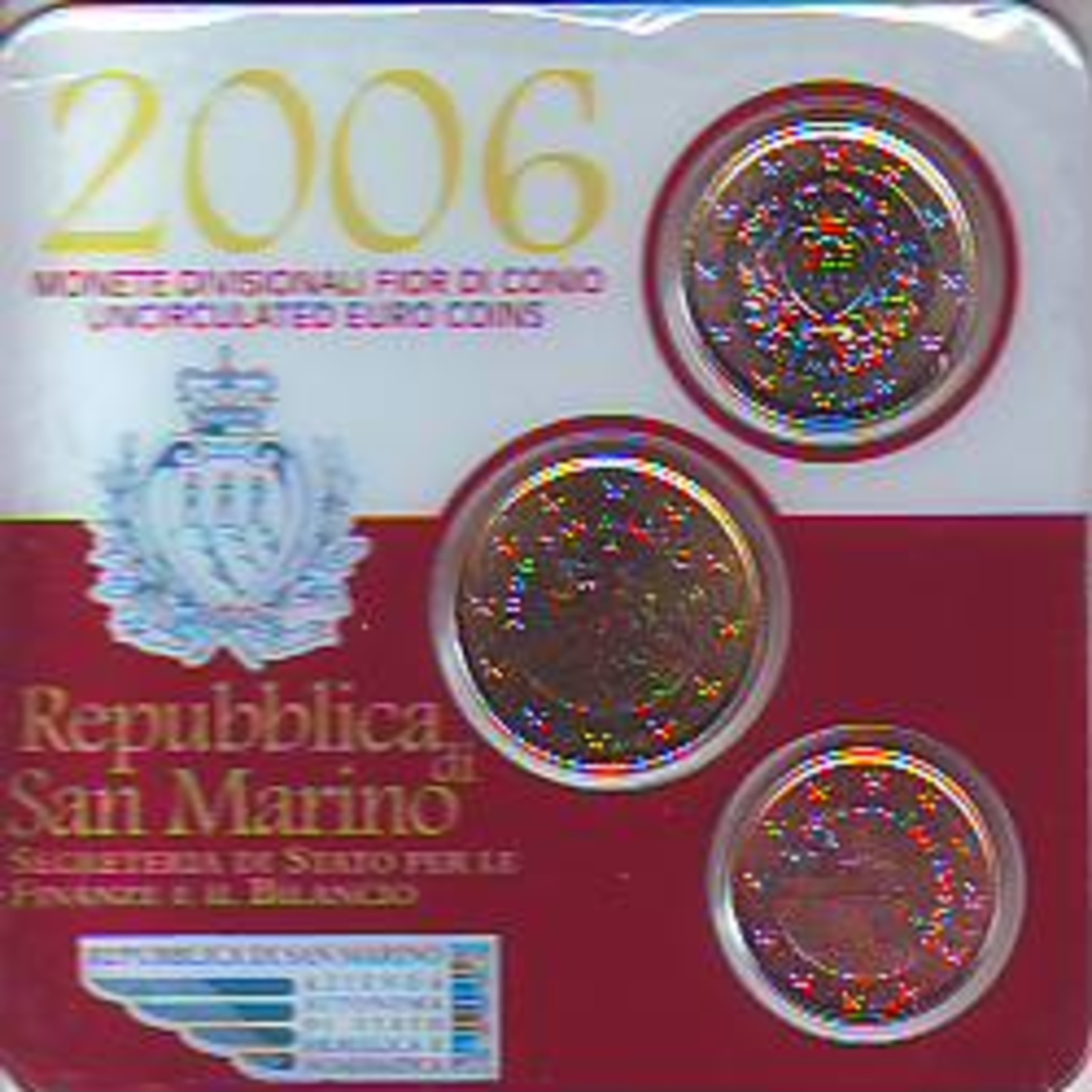 Coin Card 2006 BU Set 5 - 50 Cent + 1 Euro Saint St Marin San Marino святой матрос święty żeglarz Püha Mataplats - San Marino