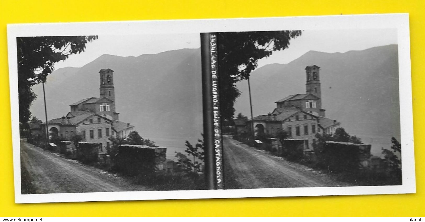 Vues Stéréos CASTAGNOLA L'Eglise Lac De Lugano Italie - Stereoscopic