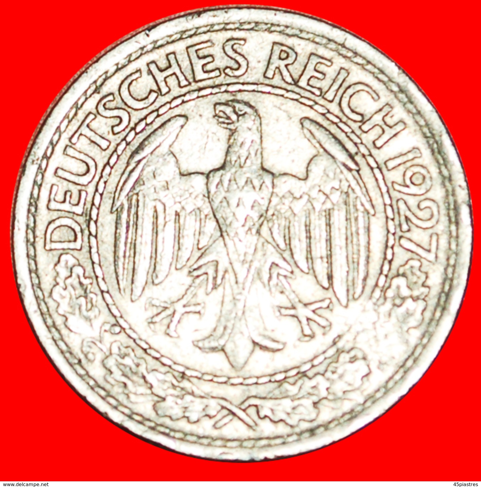 √ EAGLE: GERMANY WEIMAR REPUBLIC ★ 50 REICHSPFENNIG 1927A! LOW START ★ NO RESERVE! - 50 Rentenpfennig & 50 Reichspfennig