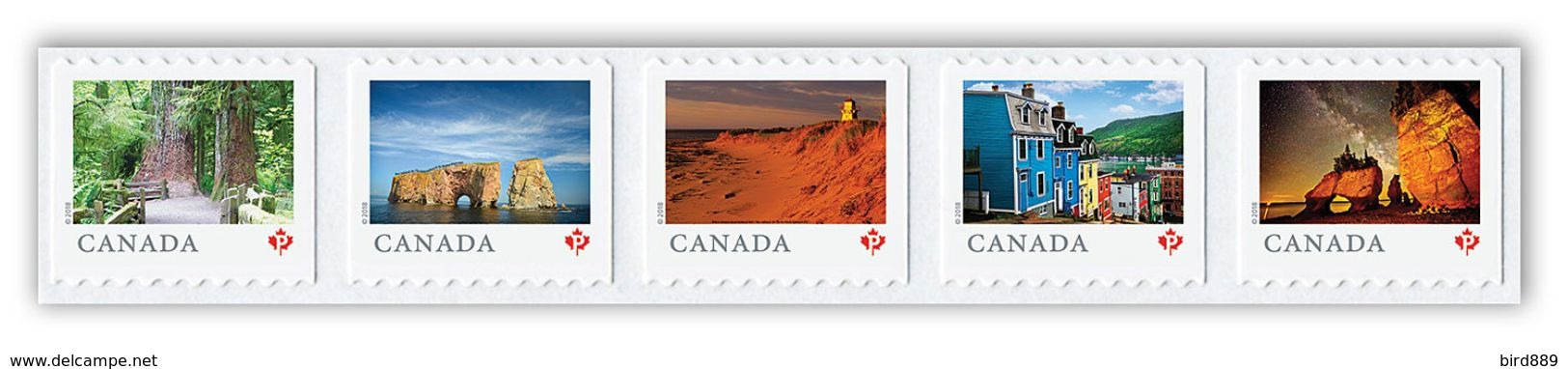 2018 Canada From Far And Wide Scenic Photograpy Horizontal Strip Of 5 Permanent Rate MNH - Timbres Seuls