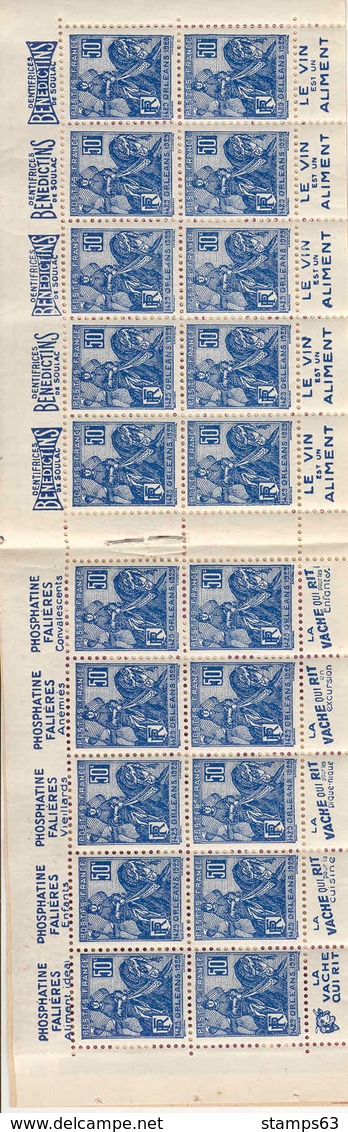 FRANCE - BOOKLET/CARNET - 1929 Cérès 146, Yvert 257-c5, 20x50c Blue - Sonstige & Ohne Zuordnung