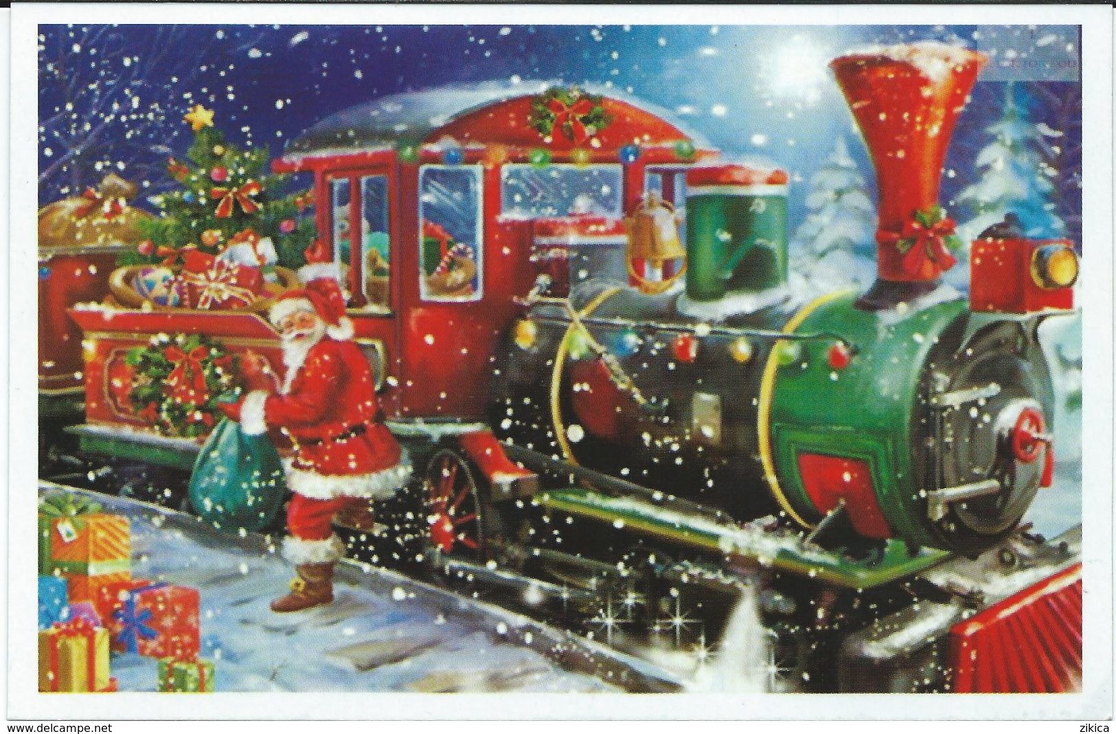 Christmas > Santa Claus And Train.unused Postcard - Santa Claus