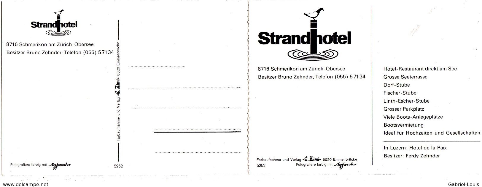 Strandhotel - Schmerikon Am Zürich - Obersee - Carte Double - Schmerikon