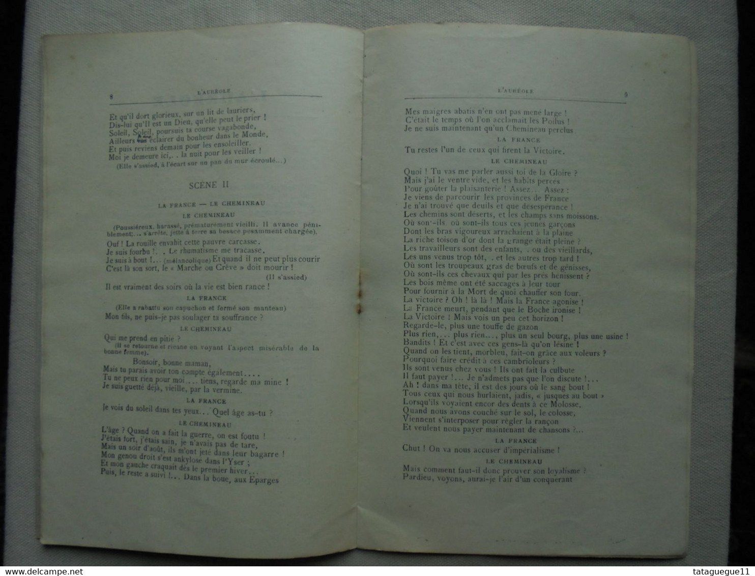 Ancien - Livret L'Auréole Pièce en 1 acte en vers de P. de Lagor (Dédicacé) 1921