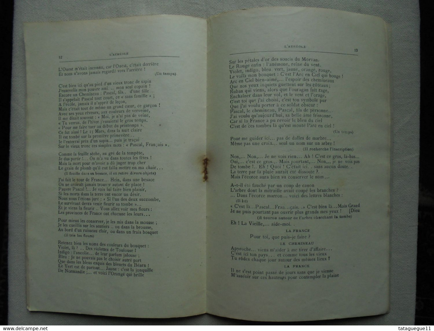 Ancien - Livret L'Auréole Pièce en 1 acte en vers de P. de Lagor (Dédicacé) 1921