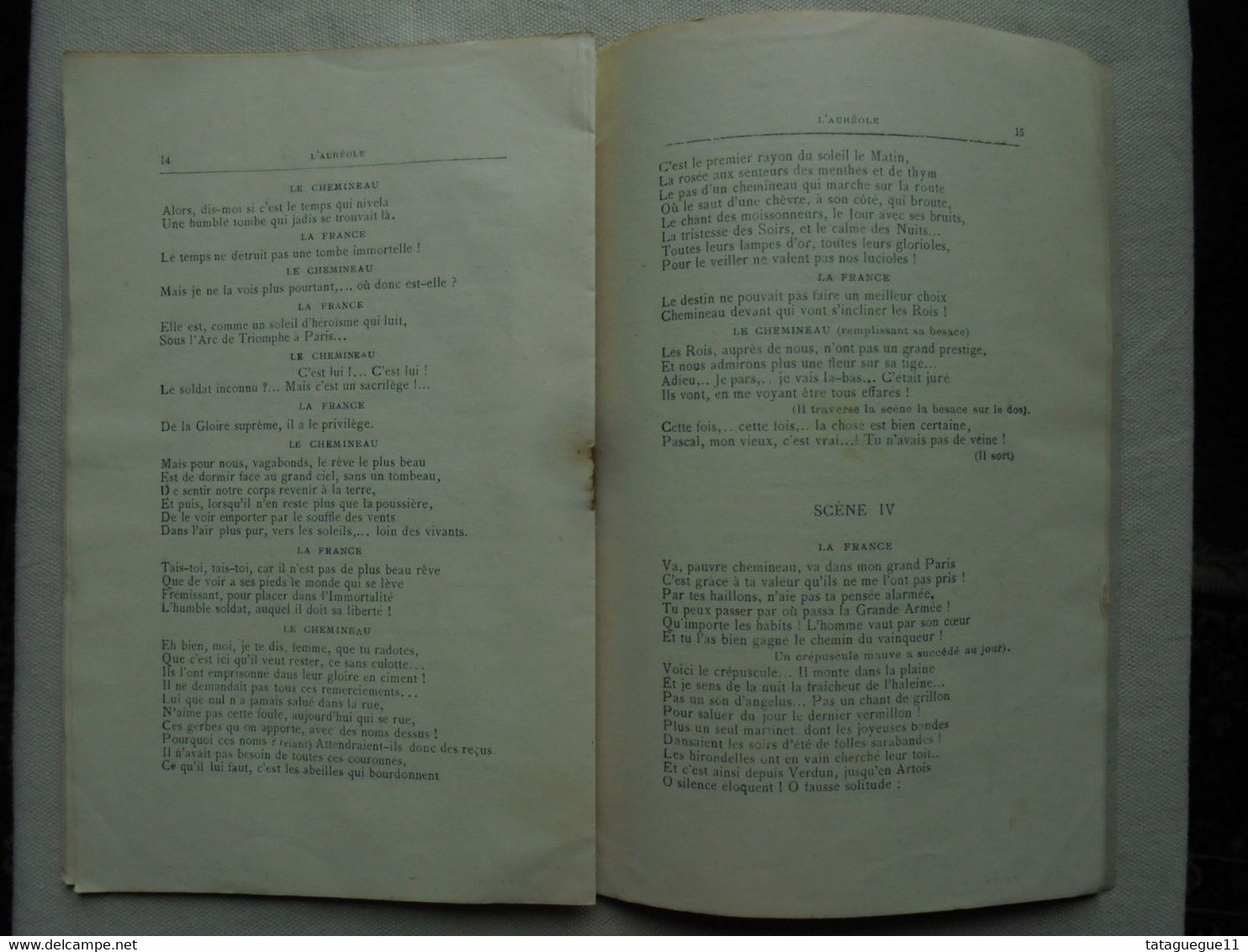 Ancien - Livret L'Auréole Pièce en 1 acte en vers de P. de Lagor (Dédicacé) 1921