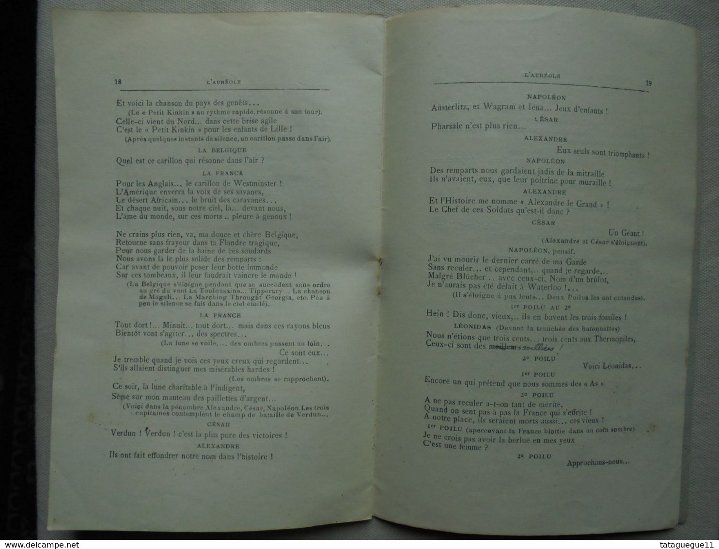 Ancien - Livret L'Auréole Pièce en 1 acte en vers de P. de Lagor (Dédicacé) 1921