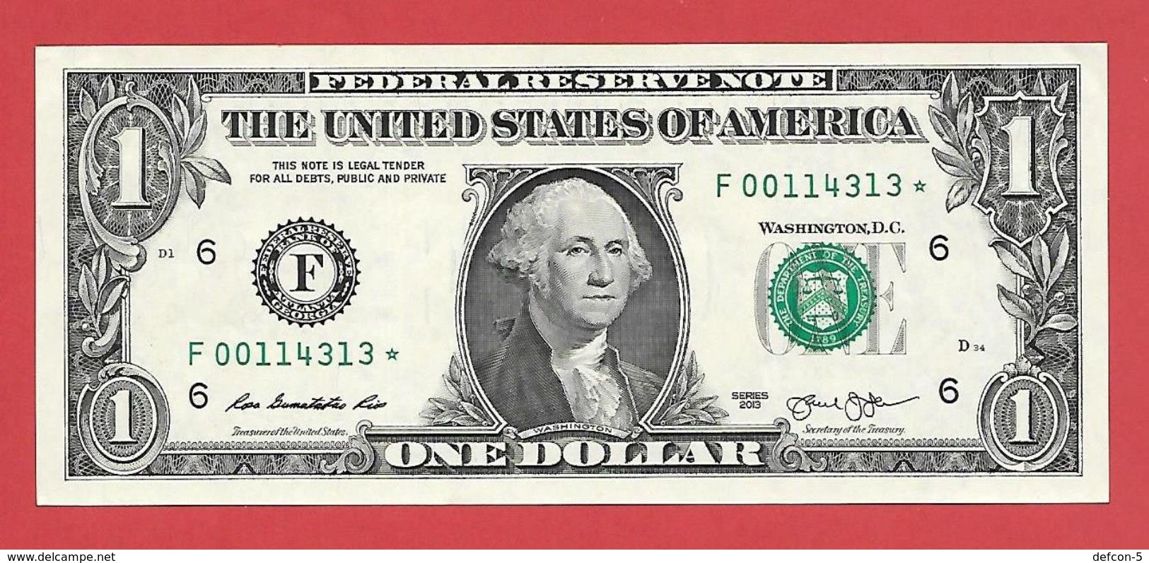 2x STARNOTE ° 1 US-Dollar 2013 ° 3.200.000 RunSize ° Sehr Guter Zust. ° F00114312 > 313* Fortlfd. ($025-01) Small Number - Abarten