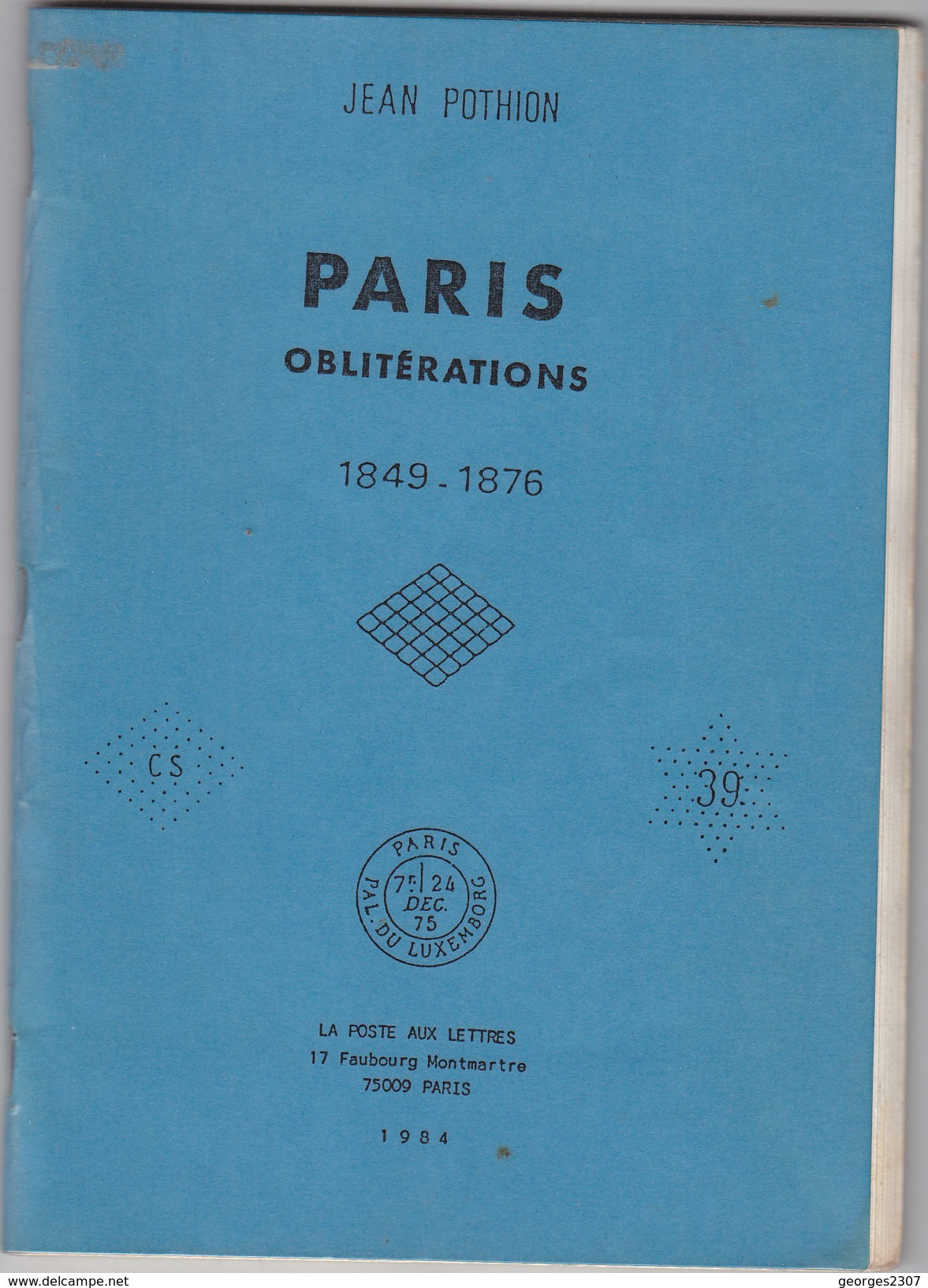 Catalogue JEAN POTHION - PARIS OBLITERATIONS  _ 1849-1876 - France