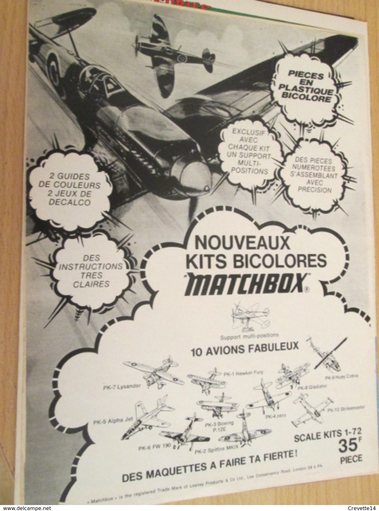 Page De Revue Des Années 70/80 : MAQUETTE PLASTIQUE MATCHBOX SUPERMARINE SPITFIRE , Format  Page A4 - Airplanes