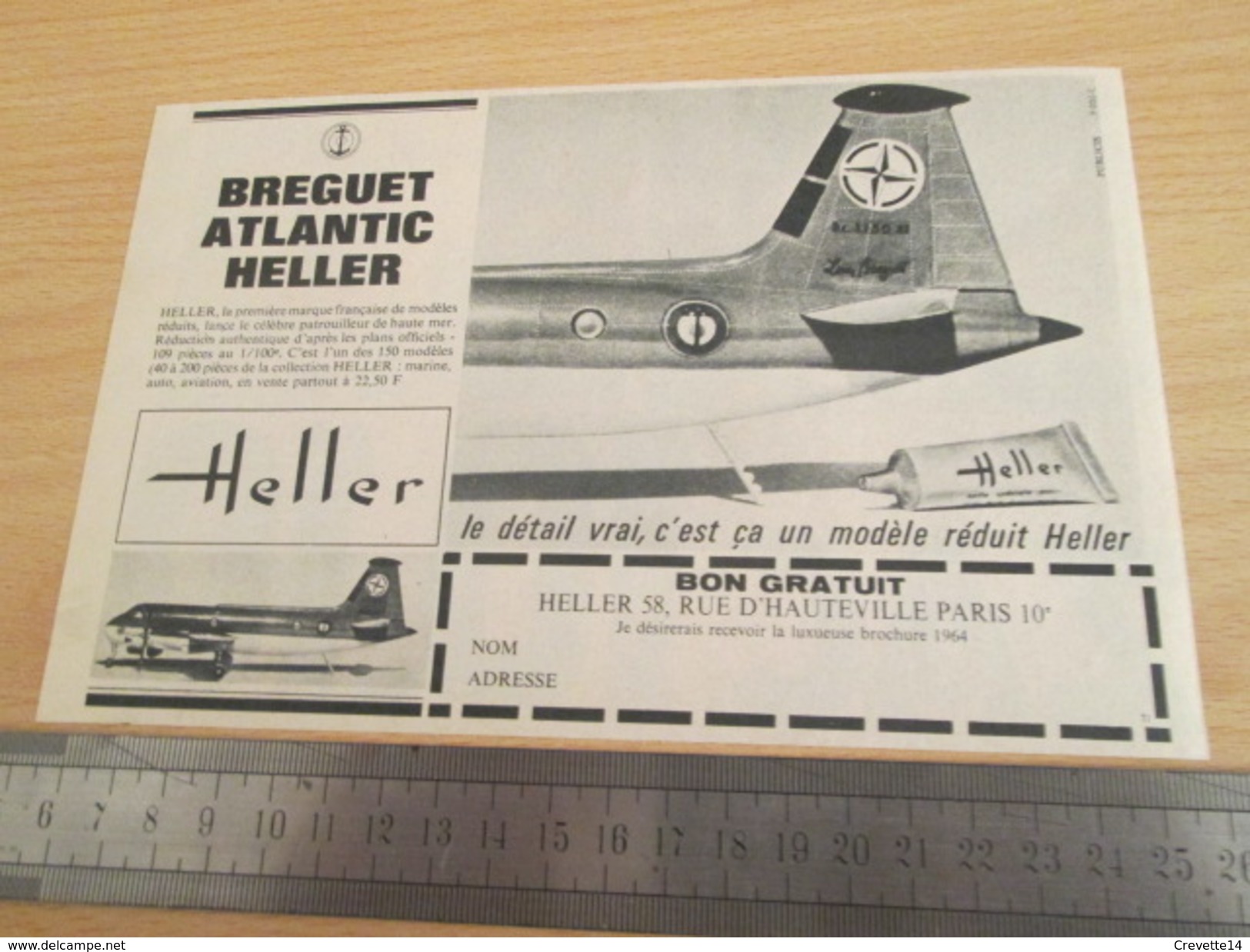 Page De Revue Des Années 60/70 : PUBLICITE MAQUETTES HELLER BREGUET ATLANTIC , Format 1/2 Page A4 - Airplanes