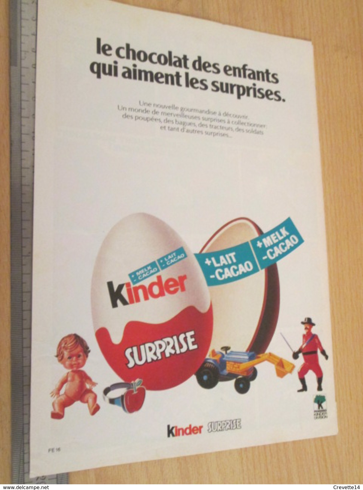 Page De Revue Des Années 60/70 / PUBLICITE KINDER LE CHOCOLAT DES ENFANTS , Format  Page A4 - Autres & Non Classés