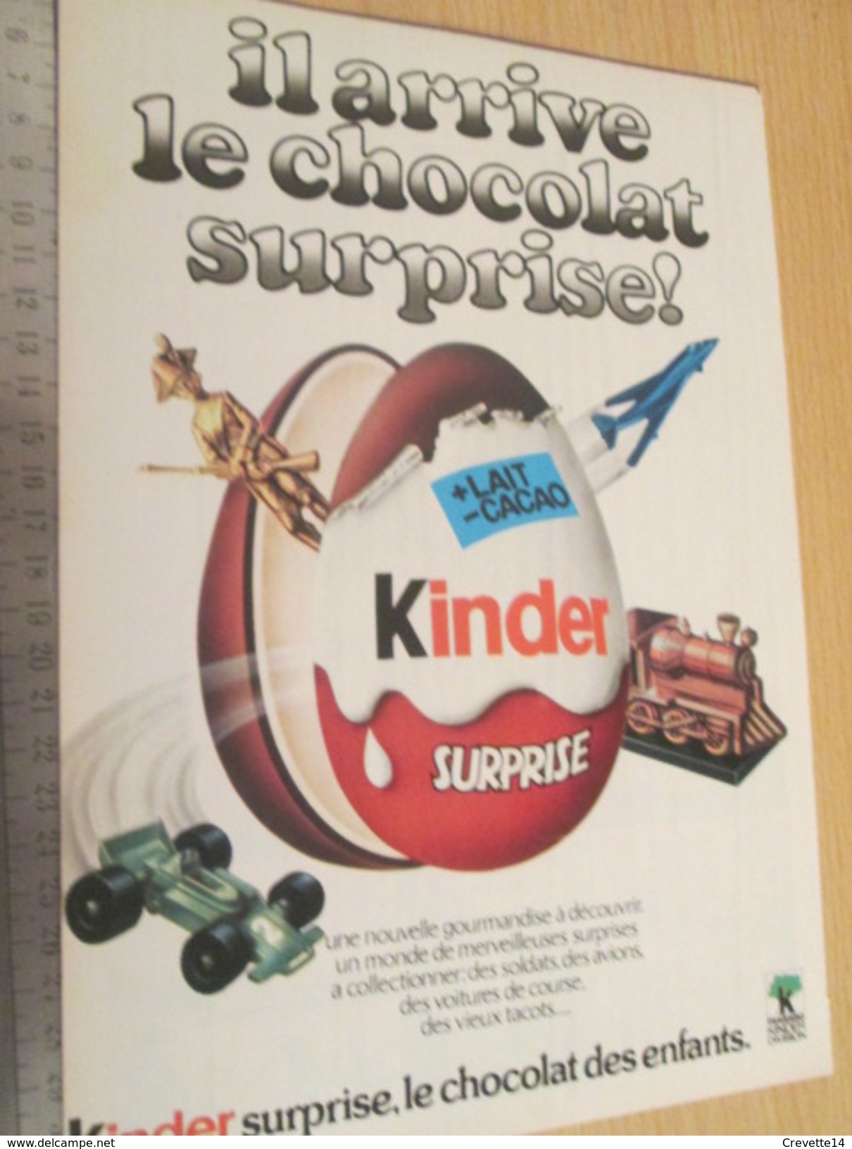 Page De Revue Des Années 60/70 / PUBLICITE KINDER LE CHOCOLAT SURPRISE  , Format  Page A4 - Otros & Sin Clasificación