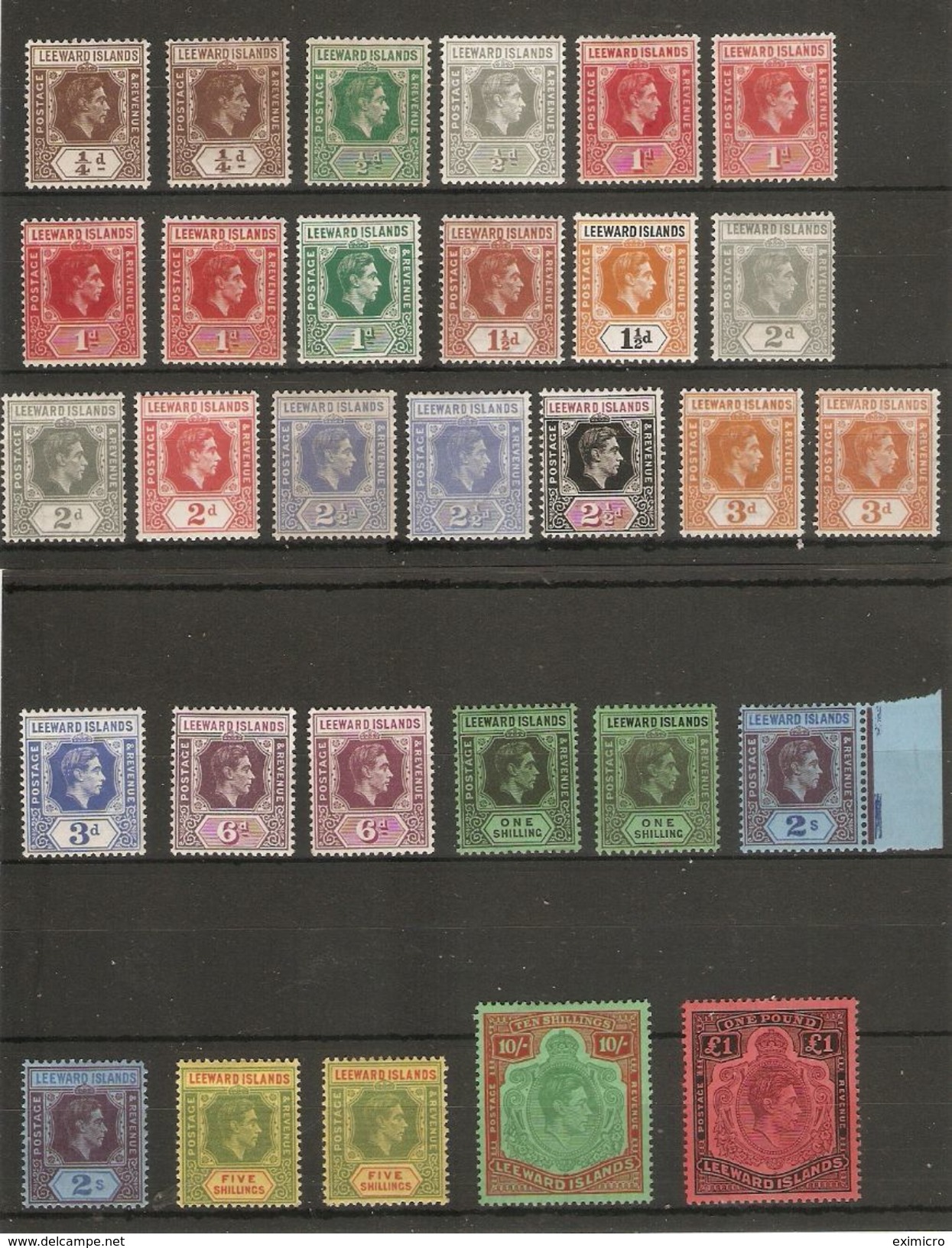 LEEWARD ISLANDS 1938 - 1951 SET OF 30 STAMPS SG 95/114b MOUNTED MINT MINIMUM Cat £433+ - Leeward  Islands