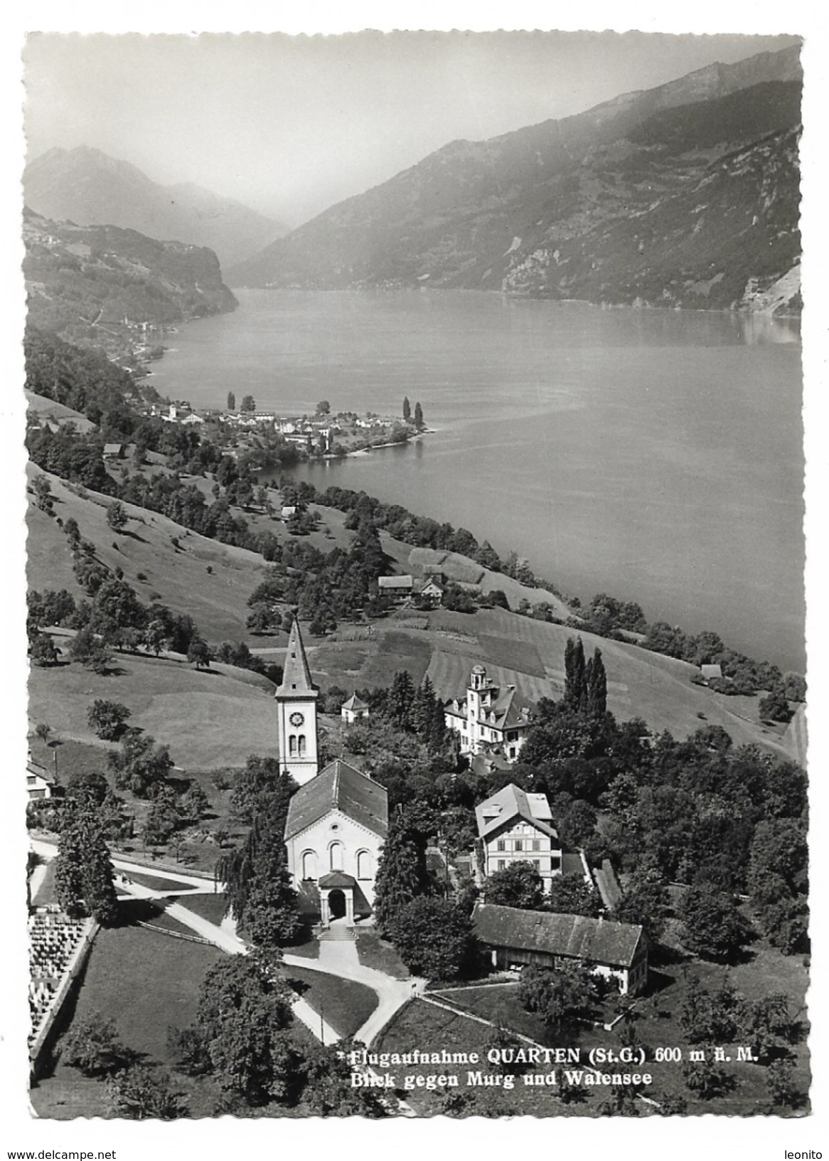 QUARTEN SG Walensee Murg Flugaufnahme Marienschwestern Neu-Schönstatt Ca. 1960 - Quarten