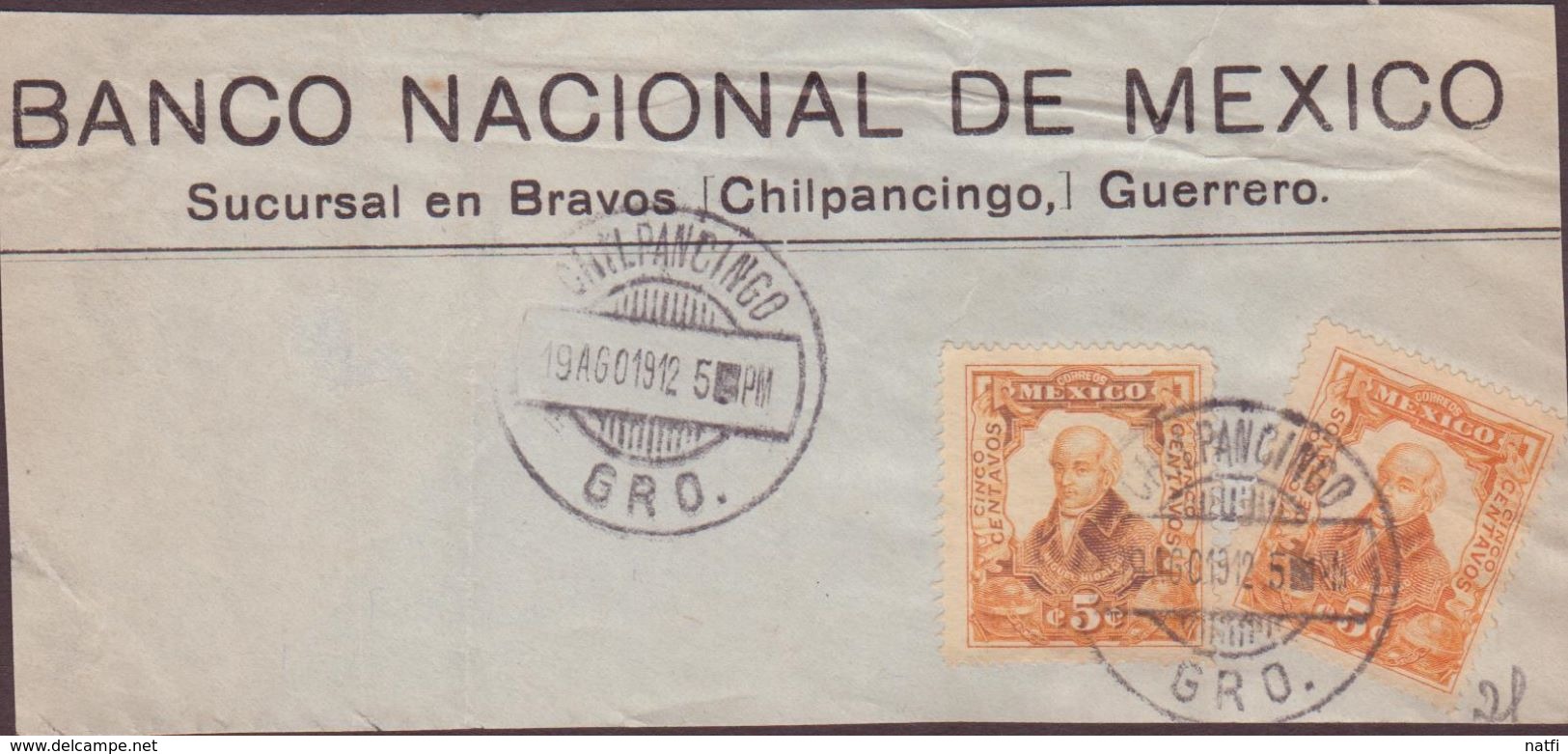 TIMBRE SUR FRAGMENT  1912  BANCO NACIONAL DE MEXICO SUCURSAL EN BRAVOS CHILPANCINGO GUERRERO  VOIR TIMBRES ET CACHETS - Messico