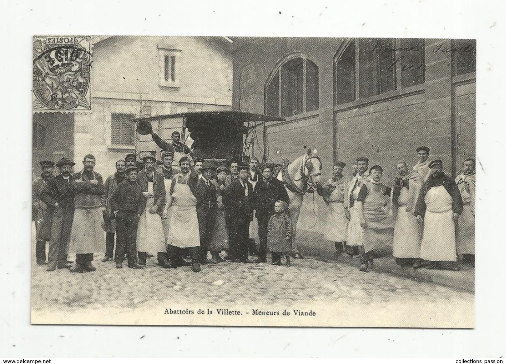 Reproduction D'une Cp , Métier , Abatoirs De La Vilette , Paris , MENEURS DE VIANDE , Cartes D'autrefois - Artisanat