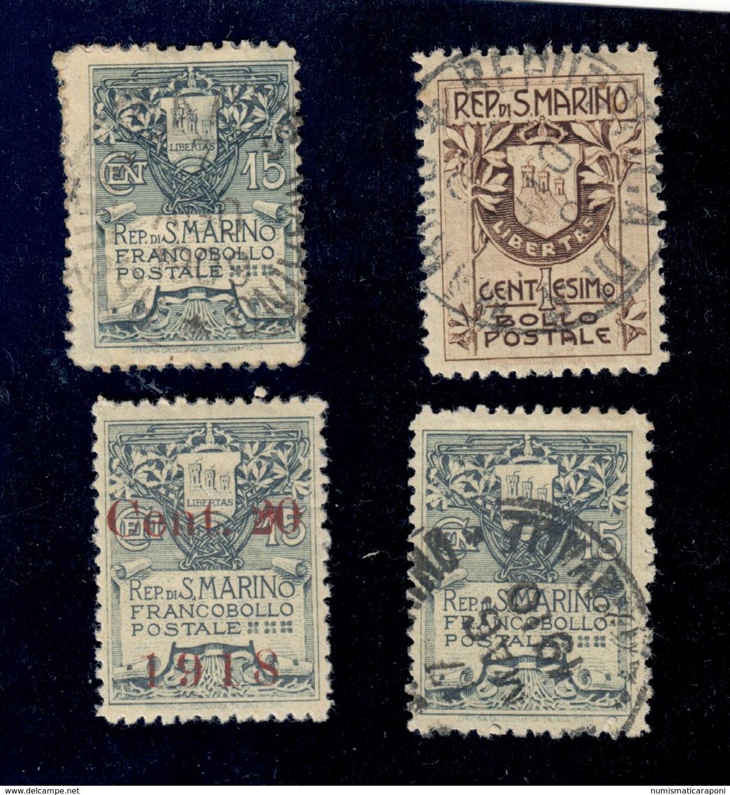 San Marino 1907-1918 4 Valori Misti Nuovi Linguellati E Usati  Fra.985 - Usati