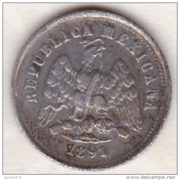 Mexico SECOND REPUBLIC . 10 Centavos 1891 Zs Zacatecas . Argent. KM# 403.10 - Mexiko