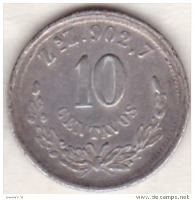 Mexico SECOND REPUBLIC . 10 Centavos 1891 Zs Zacatecas . Argent. KM# 403.10 - Mexico