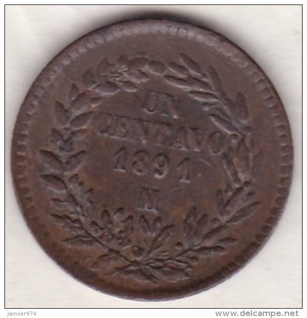 Mexico SECOND REPUBLIC. 1 Centavo 1891 Mo.  KM# 391.6 - Mexique