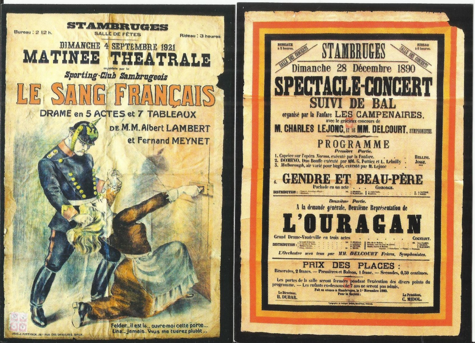 Stambruges - Grand Théâtre De La Fanfare, Pochette Avec Huit Cartes Repro D'anciennes Affiches Du Théâtre (Beloeil) - Belöil