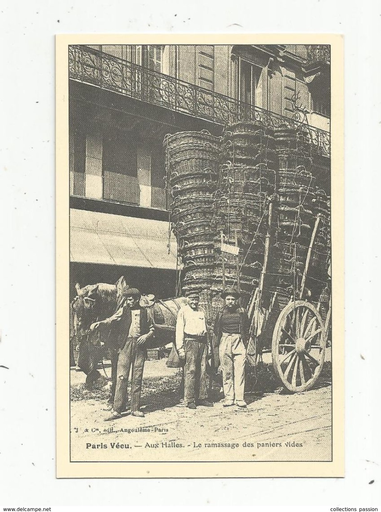 Reproduction D'une Cp , Métier, Parisvécu , Aux Halles , Le Ramassage Des Paniers Vides , Cartes D'autrefois - Artisanat