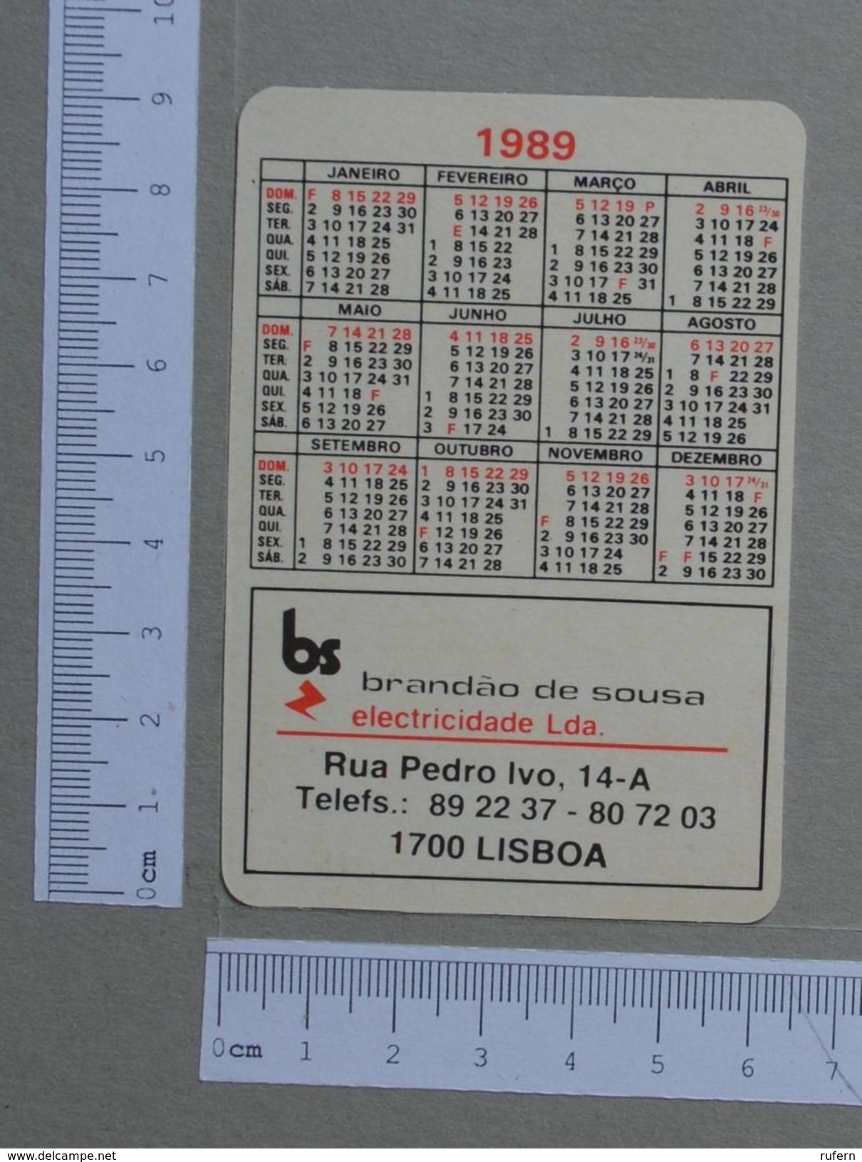 PORTUGAL   1989 - POKET CALENDAR - EROTIC    - (Nº19667) - Petit Format : 1981-90