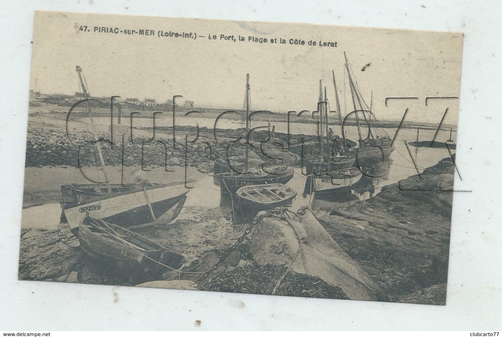 Piriac-sur-Mer (44) : Les Bateaux échoués Dans Le Port Et Vue Sur Les Villas De La Côte De Lerat En 1920 (animée) PF. - Piriac Sur Mer